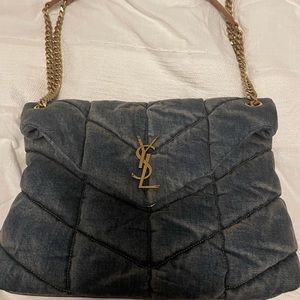 Ysl medium denim puffer handbag